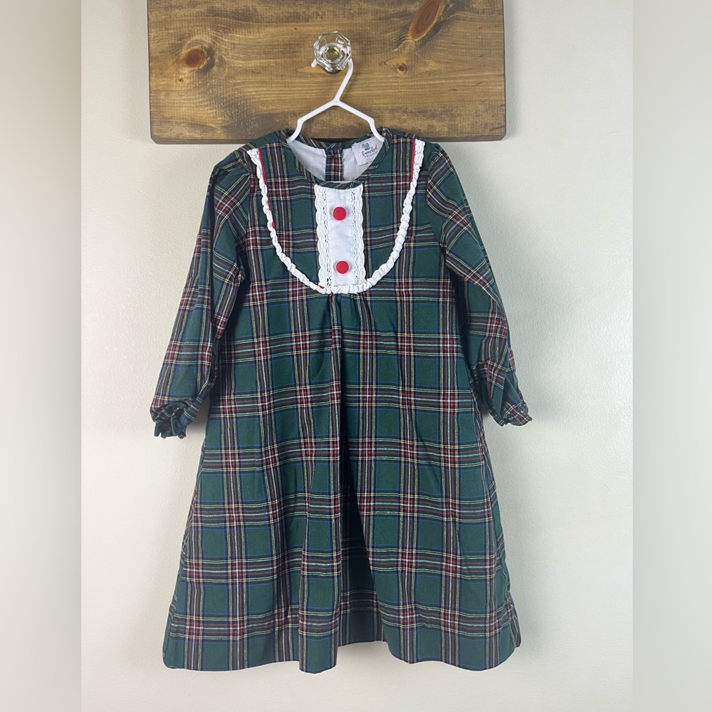 Smocked Polkadot Size 6 Christmas Plaid Night Gown / Dress -ADORABLE!